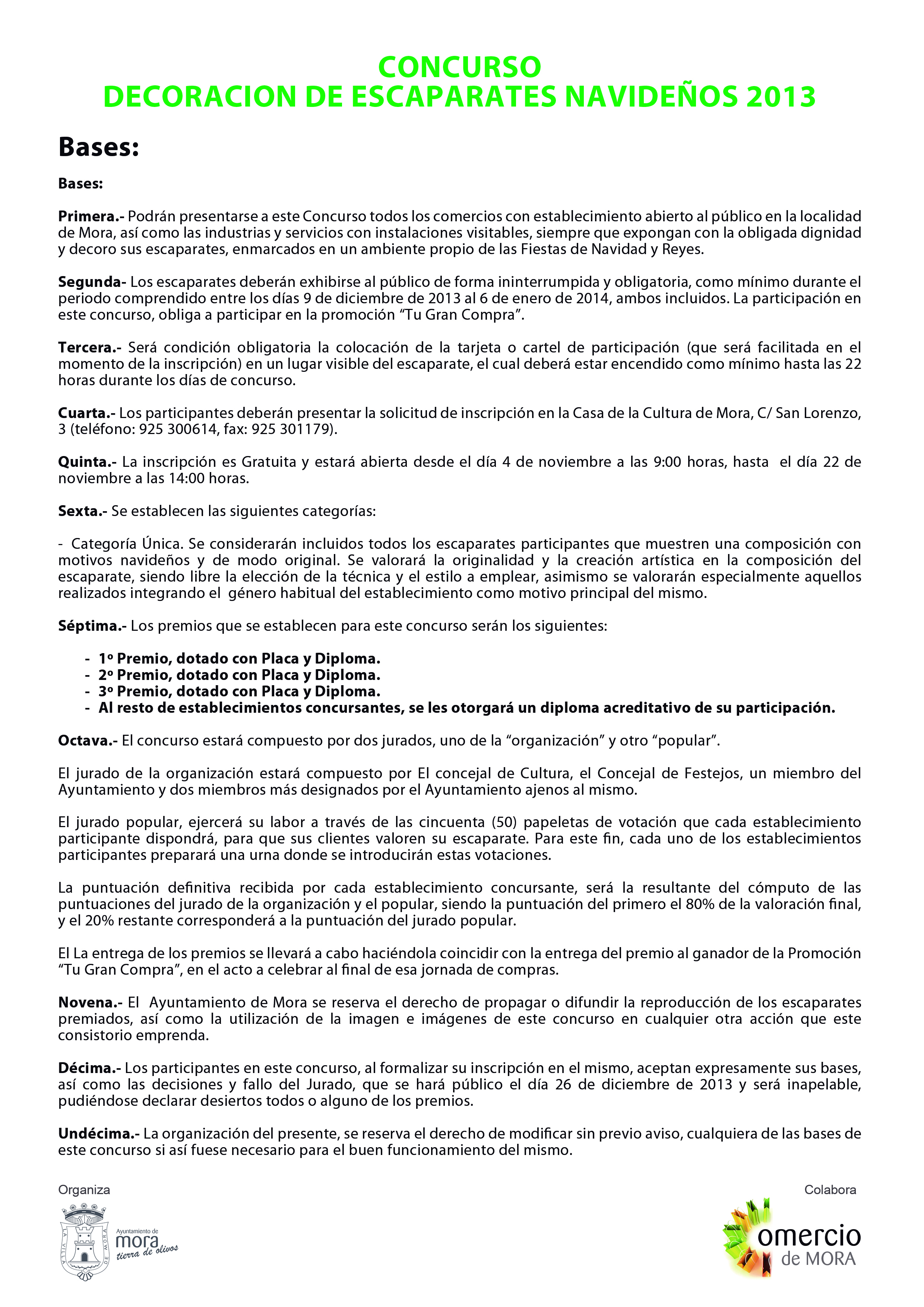 Bases III Concurso de Decoracin de Escaparates Navideos